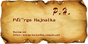 Pörge Hajnalka névjegykártya